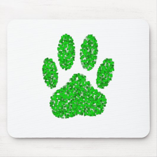 Green Foliage Dog Paw Print Muismat (Voorkant)