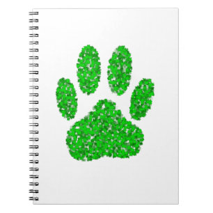 Green Foliage Dog Paw Print Notitieboek