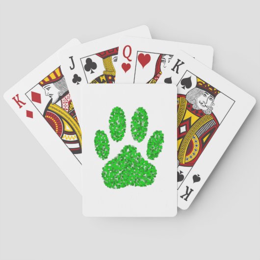Green Foliage Dog Paw Print Pokerkaarten (Achterkant)