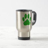 Green Foliage Dog Paw Print Reisbeker (Voorkant rechts)