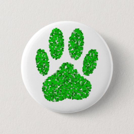 Green Foliage Dog Paw Print Ronde Button 5,7 Cm (Voorkant)