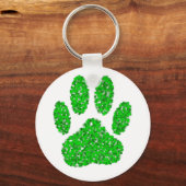 Green Foliage Dog Paw Print Sleutelhanger (Voorkant)
