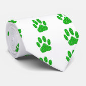 Green Foliage Dog Paw Print Stropdas (Opgerold)