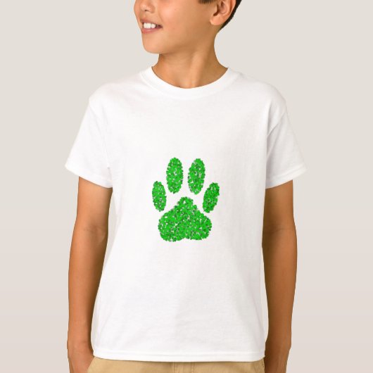 Green Foliage Dog Paw Print T-shirt (Voorkant)