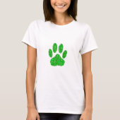 Green Foliage Dog Paw Print T-shirt (Voorkant)