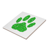 Green Foliage Dog Paw Print Tegeltje (Zijkant)