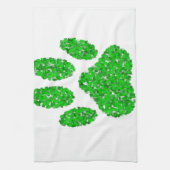 Green Foliage Dog Paw Print Theedoek (Verticaal)