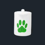 Green Foliage Dog Paw Print Theepot<br><div class="desc">Een hondenpootdruk bedekt met groene bladeren. Oorspronkelijk afbeelding.</div>