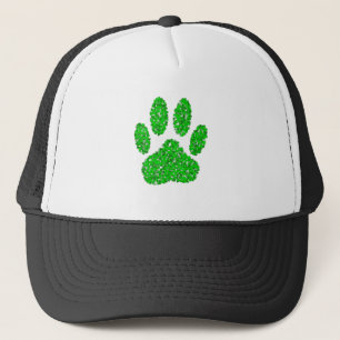 Green Foliage Dog Paw Print Trucker Pet