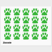 Green Foliage Dog Paw Print Vierkante Sticker (Vel)