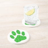 Green Foliage Dog Paw Print Zandsteen Onderzetter (Zijkant)