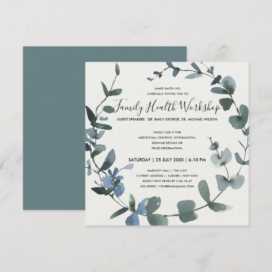 GREEN FOLIAGE EUCALYPTUS WREATH WORKSHOP EVENT KAART (Voorkant / Achterkant)