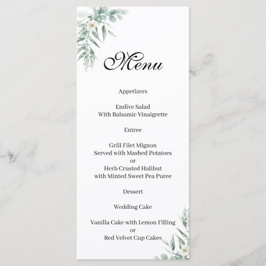 Green Foliage floral  Menu (Voorkant)