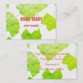 Green Foliage Foil Wedding Event Planner 2020 Visitekaartje (Voorkant / Achterkant)