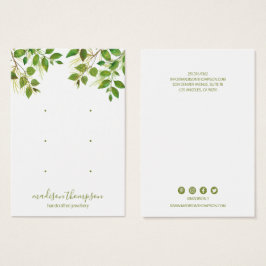 Green Foliage Jewelry 3 Hole Earring Display Visitekaartje