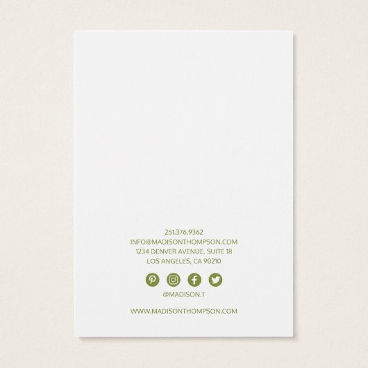 Green Foliage Jewelry Earring Display Visitekaartje (Achterkant)