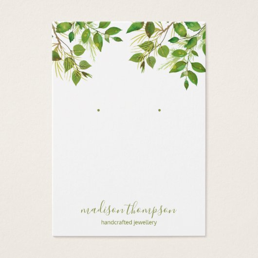 Green Foliage Jewelry Earring Display Visitekaartje (Voorkant)