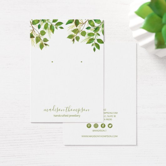 Green Foliage Jewelry Earring Display Visitekaartje (Bureau)