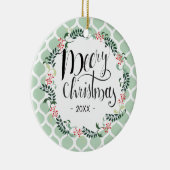 Green Foliage kersttypografie Editable Keramisch Ornament (Rechts)
