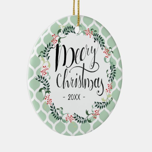 Green Foliage kersttypografie Editable Keramisch Ornament (Rechts)