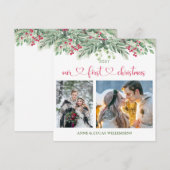 Green Foliage Red Berry Onze eerste kerstfoto (Voorkant / Achterkant)