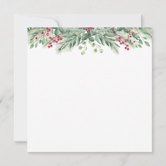 Green Foliage Red Berry Onze eerste kerstfoto (Achterkant)