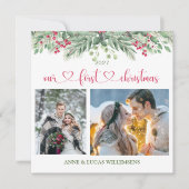 Green Foliage Red Berry Onze eerste kerstfoto (Voorkant)