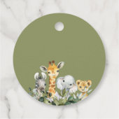 Green Foliage Safari Baby shower Pop It Bedankjes Labels (Achterkant)