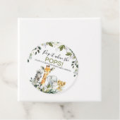 Green Foliage Safari Baby shower Pop It Bedankjes Labels (In situ)