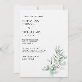 Green Foliage Wedding Invitation Kaart