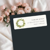 Green Foliage Winter Wreate Kerstadres Etiket