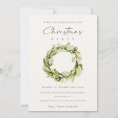 Green Foliage Winter Wreate Kerstparty Kaart (Voorkant)