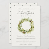 Green Foliage Winter Wreate Kerstparty Kaart (Voorkant / Achterkant)