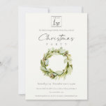 Green Foliage Winter Wreate Logo Kerstparty Kaart<br><div class="desc">Als u nog meer aanpassingen nodig hebt,  kunt u mij op yellowfebstudio@gmail.com vrij klikken.</div>