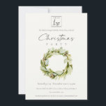 Green Foliage Winter Wreate Logo Kerstparty Kaart<br><div class="desc">Als u nog meer aanpassingen nodig hebt,  kunt u mij op yellowfebstudio@gmail.com vrij klikken.</div>