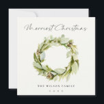 Green Foliage Winter Wreath Merriest Kerstmis Feestdagenkaart<br><div class="desc">Als u nog meer aanpassingen nodig hebt,  kunt u mij op yellowfebstudio@gmail.com vrij klikken.</div>