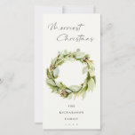 Green Foliage Winter Wreath Merriest Kerstmis Feestdagenkaart<br><div class="desc">Als u nog meer aanpassingen nodig hebt,  kunt u mij op yellowfebstudio@gmail.com vrij klikken.</div>