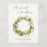 Green Foliage Winter Wreath Merriest Kerstmis Feestdagenkaart<br><div class="desc">Als u nog meer aanpassingen nodig hebt,  kunt u mij op yellowfebstudio@gmail.com vrij klikken.</div>