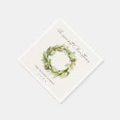 Green Foliage Winter Wreath Merriest Kerstmis Servet (Hoek)