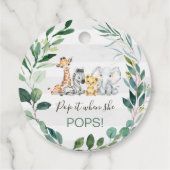 Green Foliage Wreath Safari Baby shower Pop it Bedankjes Labels (Achterkant)