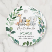 Green Foliage Wreath Safari Baby shower Pop it Bedankjes Labels (Voorkant)