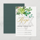 GREEN FOLIAGE WREATH STAR BAR BAT MITZVAH RSVP (Voorkant / Achterkant)