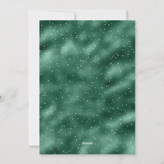 Green Folie Script Sneeuwfotokerstkaarten Feestdagenkaart (Achterkant)