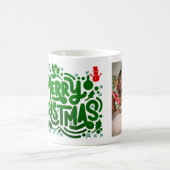 Green Foliën Merry Kerstfeestdag Foto Koffiemok (Center)