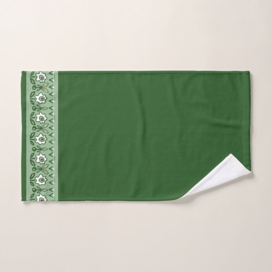 Green Folk Art Floral Bad Handdoek (Handdoek)