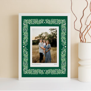 Green Folk Art Floral Lijst met aangepaste tekst Poster