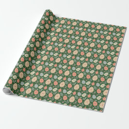 Green Folk Easter Wrapping Paper Cadeaupapier