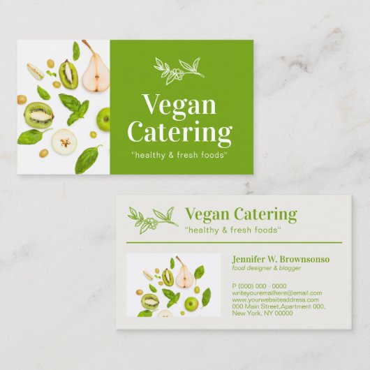 Green Food Healthy Nutrition Detox Vegan Bakery Visitekaartje (Voorkant / Achterkant)