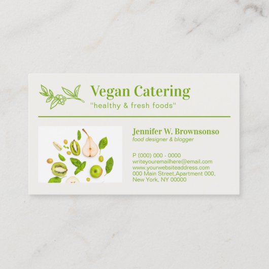 Green Food Healthy Nutrition Detox Vegan Bakery Visitekaartje (Achterkant)