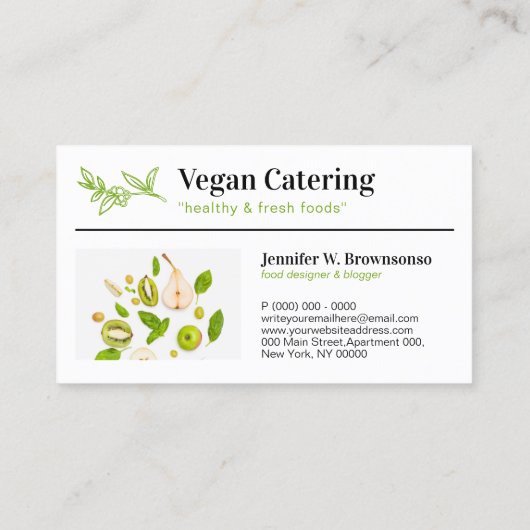 Green Food Healthy Nutrition Organic Vegan Bakery Visitekaartje (Achterkant)